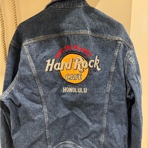 Vintage Lee Blue Denim Jacket with Hard Rock Cafe Logo